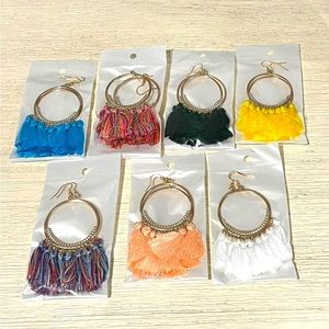 7 pairs of Bohemian Hoop Tassel Earrings